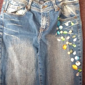 TOO SHE SHE Women size 6  jeans with multicolored gems